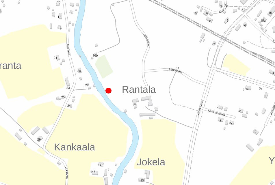 Karttakuvassa venevalkaman paikka on Viinijärven Taipaleenjoen varressa Jokelantien kohdalla.