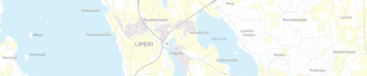 Ote karttapalvelusta, jossa näkyy Liperin kirkonkylä.